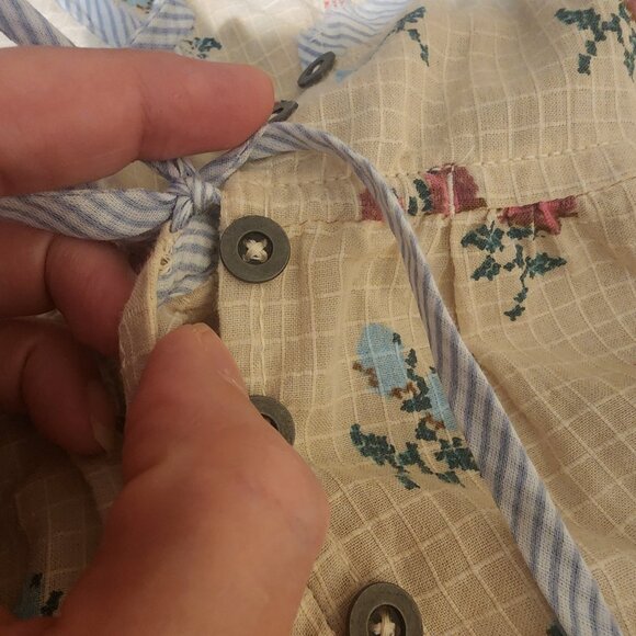 Free People Sundown Floral Mini Dress Broken Button Loop Tan Small - Picture 9 of 11